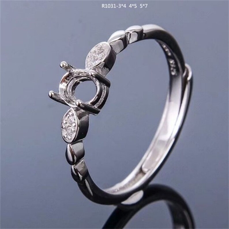Delicate Setting Sterling Silver Delicate Ring Settings, Silver Oval Ring Head, Four ...