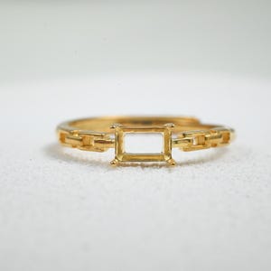 Sterling Silver 4x6mm Rectangle Ring Setting, Adjustable Band