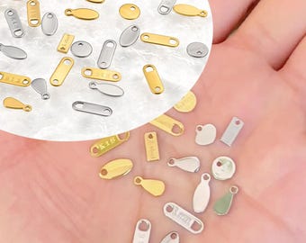 100pcs Stainless Steel Jewelry Tag Connector, Oval Heart Rectangle Charms