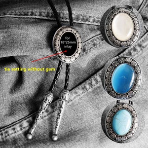 Bolo Settings Bolo Tie diy supplies, Western Style Oval Bolo TieWedding Necklace for Men Women Groomsmen Bridegroom, DIY gift for him/her, image 3