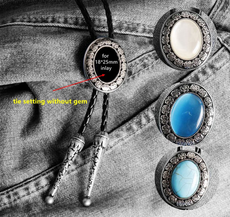 Bolo Settings Bolo Tie diy supplies, Western Style Oval Bolo TieWedding Necklace for Men Women Groomsmen Bridegroom, DIY gift for him/her, image 3