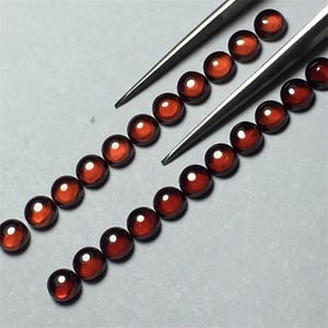 Natural Red Garnet Round Cabochon, January Birthstone, Smooth Loose Stone, Round Gemstone for Jewelry Making 4mm, Flat Back