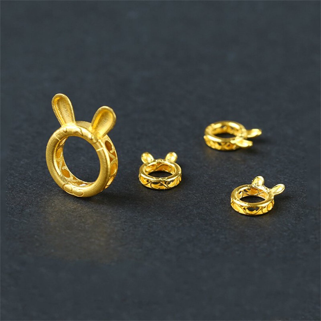 1pc 18K Solid Gold Rabbit Bead Frame, Solid Gold Bunny Bead, Hare Bead ...