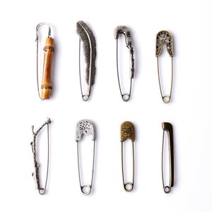 10 pcs Decorative Safety Pins Pin Brooch Shawl pin Nickel Free DIY jewelry making Supply Vintage Safety Pin Decoration For Clothing