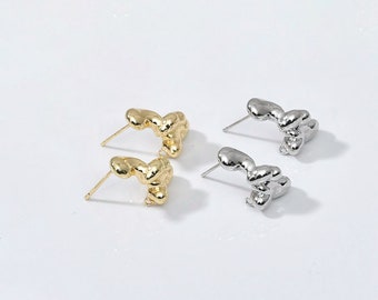 14K Gold Plated Irregular Earring Posts, Geometric Ear Studs