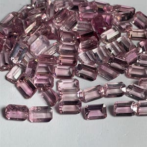 Rubellite Octagon Cabochon, October Birthstone, Radiant Cut Pink Tourmaline Loose Stone, Faceted Gemstone for Jewelry Making 4*6mm