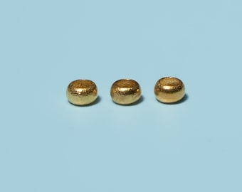 18K Solid Gold Donut Bead, Large Hole Rondelle Spacer (2.9mm)