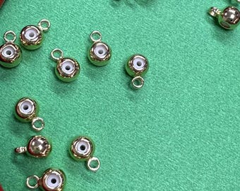 14K Gold Plated Brass Flat Round Stopper Beads with Silicone, Gold Tone Silicone Ball Beads, Round Bail Bead for Necklace Bracelet Making