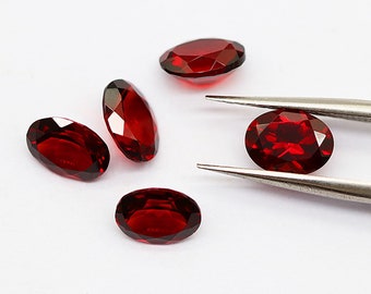Natural Red Garnet Oval Cabochon, January Birthstone, Loose Gemstone (6*8mm)