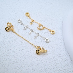 Catene di sicurezza a forma di farfalla con zirconi cubici placcate in oro 14 carati, estensione di sicurezza con fiocco color oro e perlina ad anello, catene di collegamento per braccialetti, componenti per gioielli