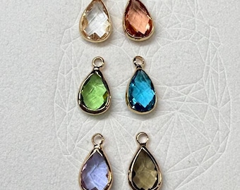 Gold Plated CZ Water Drop Charm, Gold Tone Teardrop Bracelet, Waterdrop Necklace, Drop Earring, Exquisite Jewelry Charm
