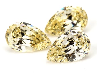 Light Yellow HQ Cubic Zirconia Pear Shape Gemstone, Teardrop Cut Cubic Zirconia (CZ), Jewelry Prong Setting Loose Stones 5*7mm 6*8mm 6*9mm
