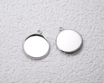 14K Gold Plated Stone Bezel Settings, Gold Tone Round Blank Pendant Settings inner 8mm 10mm 12mm 14mm, Round Pendant Base, Jewelry Connector