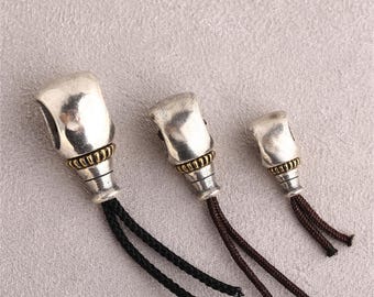 S925 Sterling Silver Guru Beads Set, 3-Hole Tassel End Spacer for Mala Bracelet, Buddhist Prayer Bead Components, DIY Jewelry Supplies