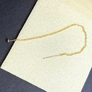 1pair AU750 18K Solid Yellow Gold Cable Chain Earrings Threader, Solid Yellow Chain Ear Threader, Threader Earring Making, Earring Component