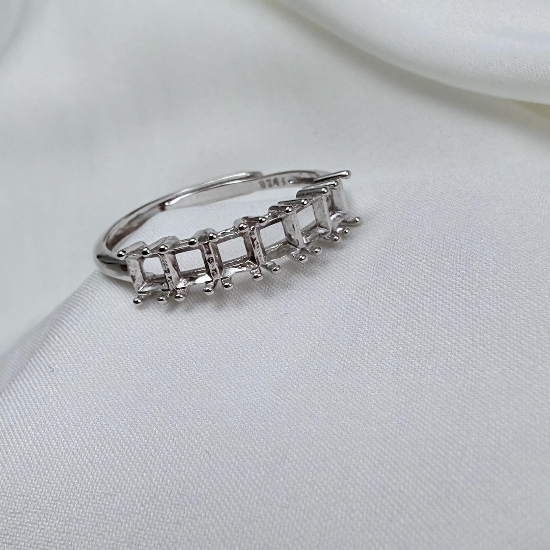 sterling-silver-stacking-ring-setting-square-bezel-prong-ring-3mm-etsy