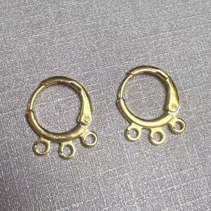 10 Stück / Packung 14K Vergoldete Messing Runde Ohrring mit Drei Schleifen, Huggie Creolen, Creolen, Kreis Ohrdraht Creolen, Ohrring Einstellung