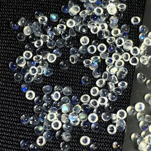 Natural Blue Moonstone Round Loose Gemstone, Flashy Moonlight Stone, Round Cut Cabochon, Smooth Loose Gem Stone For Jewelry Making 2mm
