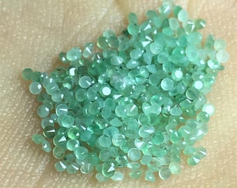 1mm Natural Emerald Round Gemstone, Round Brilliant Cut Emerald Stone, Faceted Loose Stone for Jewelry Prong Setting, Green Emerald Gemstone
