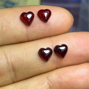 Natural Red Garnet Heart Cabochon, January Birthstone, Heart Cut Garnet Loose Stone, Smooth Love Gemstone for Jewelry Making 6*6mm