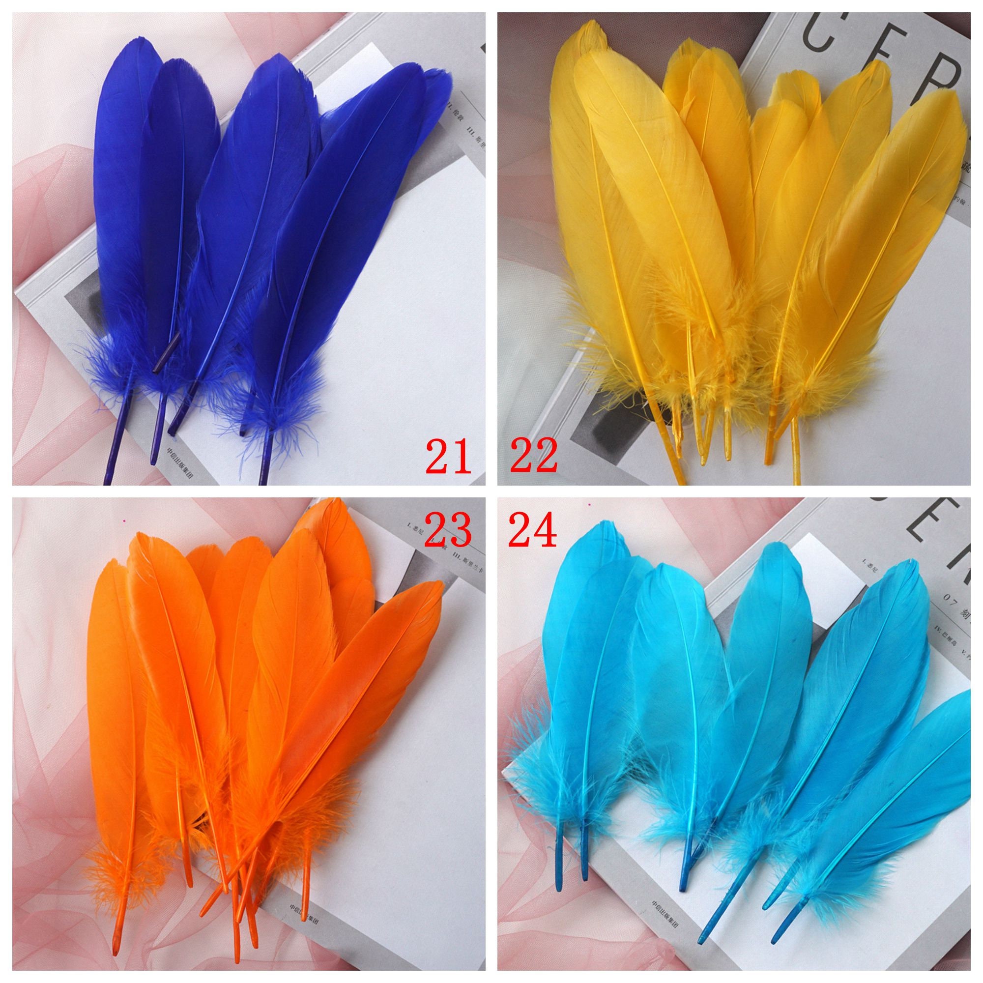 50pcs Large Hard Craft Feathers Assorted Colored for Hat - Etsy