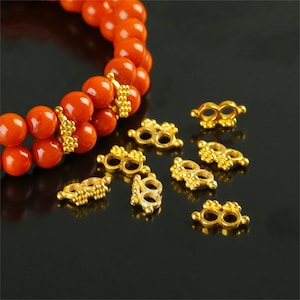 1pc 18K Solid Gold Plum Flower Bead, Solid Gold Double Hole Bead, Floral Bead, Blossom  Bead, Blooming Bead, Flower Spacer Bead for Bracelet