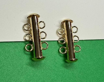 14K Gold Plated Tube Clasp, Two and Three Strand Detangler