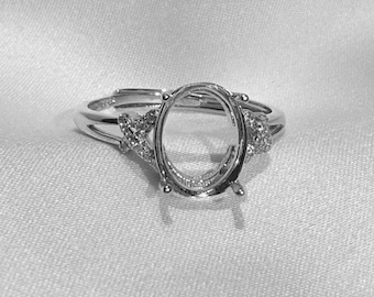 Sterling Silver Butterfly Ring Setting, Oval Bezel, 6x7mm