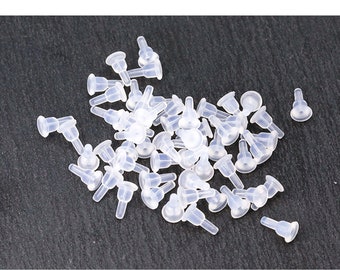 200pcs Transparent Silicone Earring Backs, Clear Silicone Ear Back, Soft Earring Keeper Ear Backs, Earring Stopper Nuts, Safety Backs