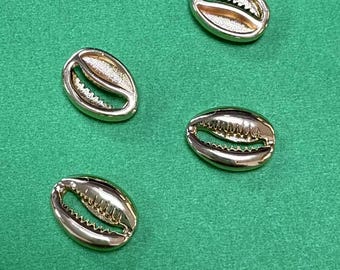 18k Gold Plated Copper Cowrie Shell Bead, Gold Tone Shell Shaped Bead, Beaded Jewelry Accessories, Bracelet Bead, Unusual Shaped Beads