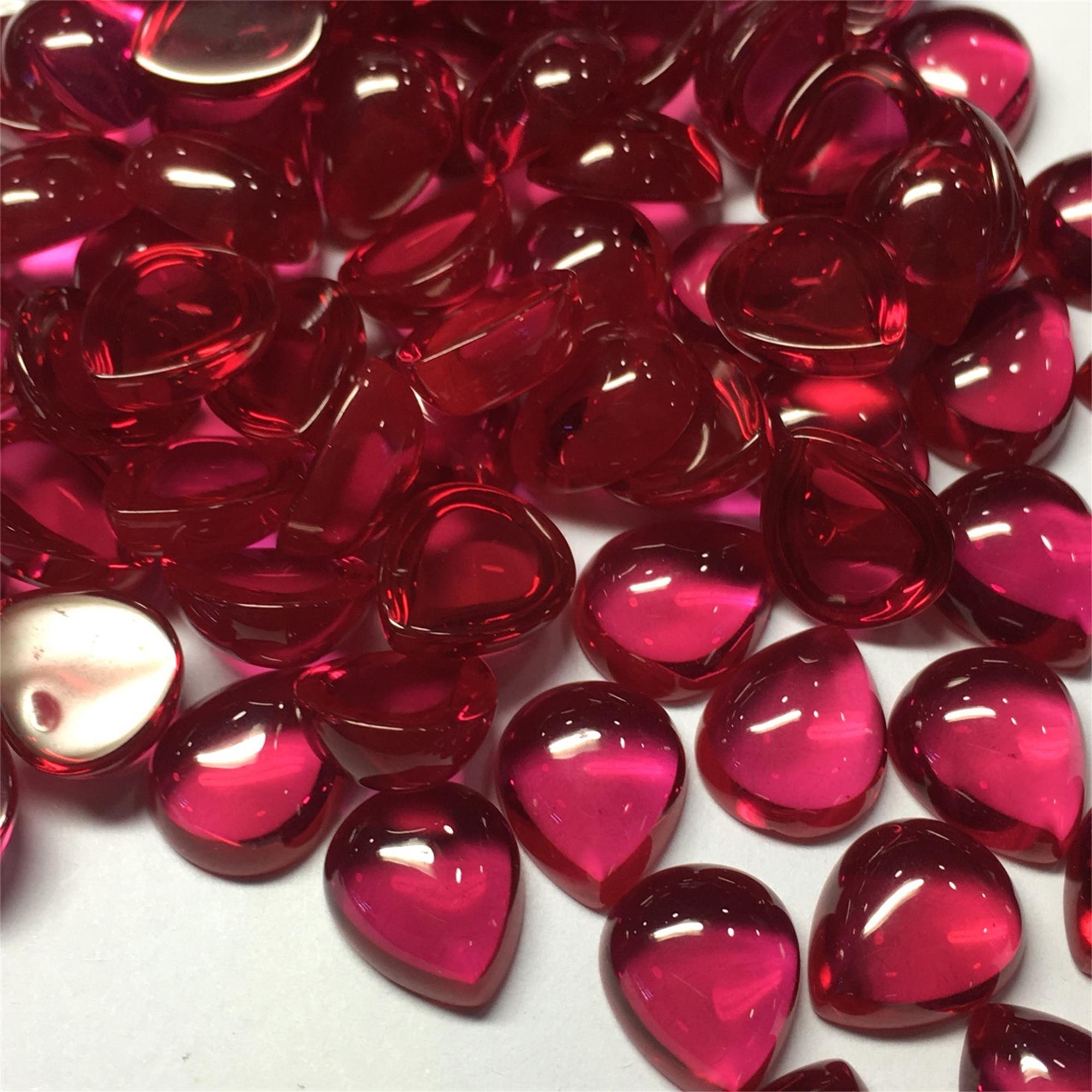 Crystal Rojoco Synthetic Red Ruby Teardrop Cabochon,water Drop Cabochon, Corundum ...