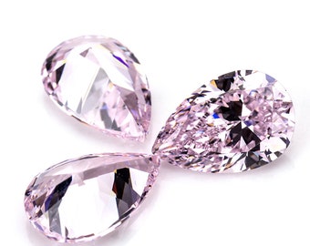 10pcs Pink HQ Cubic Zirconia Pear Shape Gemstone, Teardrop Cut Cubic Zirconia (CZ), Jewelry Prong Setting Loose Stones 6*8mm 6*9mm 7*9mm