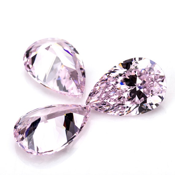 10pcs Pink Pear Cubic Zirconia Loose Stones, Jewelry Making (6*8mm-7*9mm)