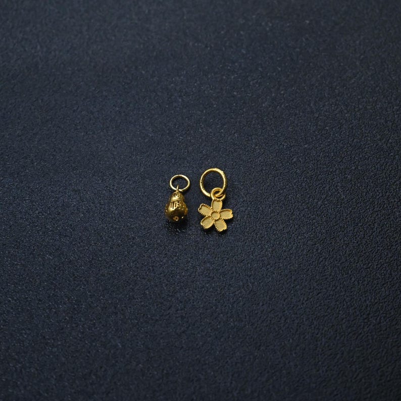 1 st 18 kt massief goud fortuin kalebas bedelhanger, armband bloem, olifant ketting, kamoorbel, geluksslot bedel, dieren sieraden afbeelding 3