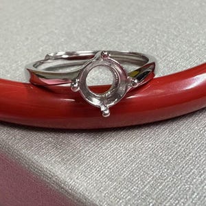 Sterling Silver Spiral Ring Settings, s925 Silver Round Ring Head, Four Prong Ring Setting with Claw, Ring Bezel, Adjustable Ring 5mm 6.5mm