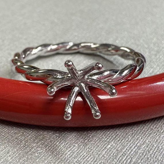 Sertissage de bague torsadée en argent sterling, tête de bague