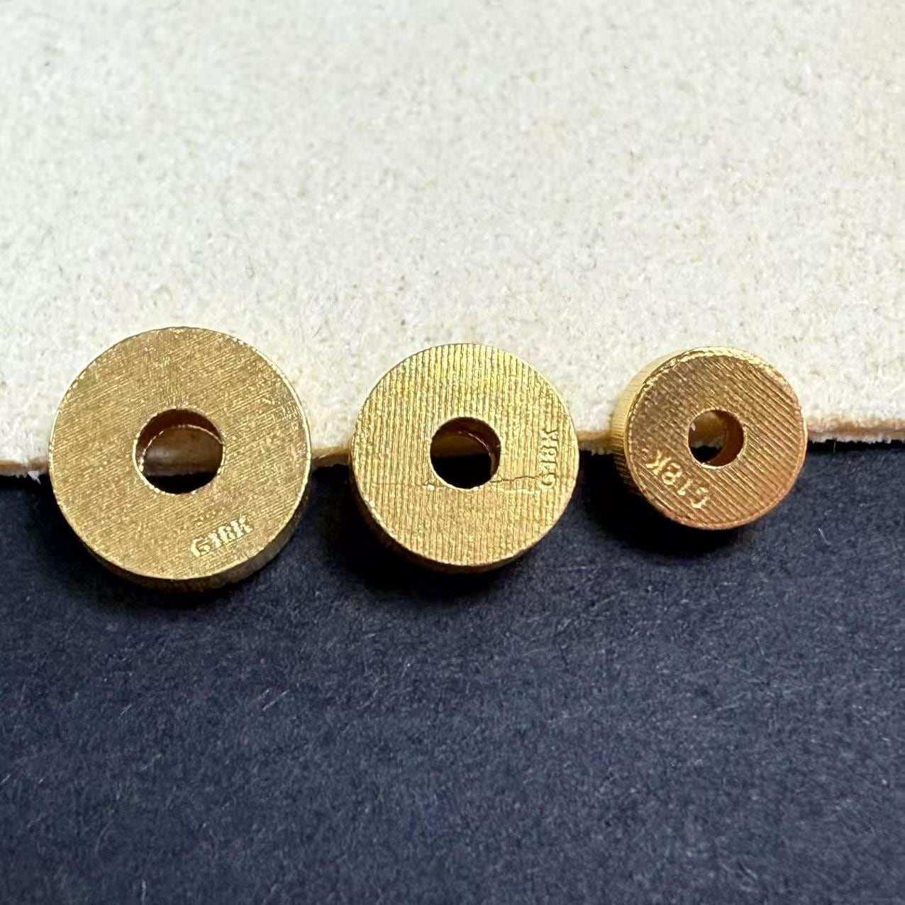 1pc 18K Solid Gold Pony Bead, Solid Gold Plain Bead, Flat Round Bead, Donut Bead,Flat Round Spacer for Bracelet Necklace 3mm 4mm 5mm 6mm 7mm