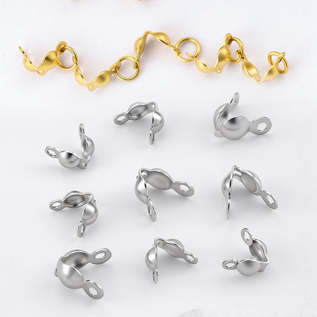 Stainless Steel Clamshells End Tip Covers, Fold Over Clamshells, Bead ...