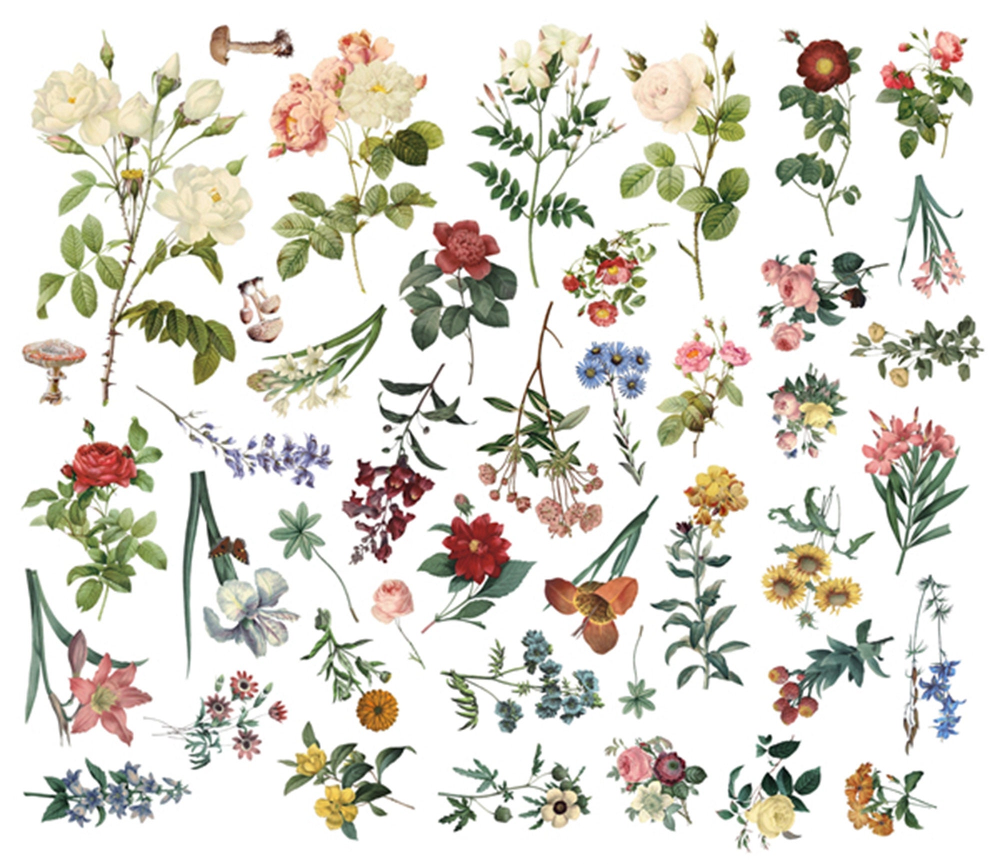 Retro Flowers Stickers Vintage Style Scrapbook Journal álbum Etsy