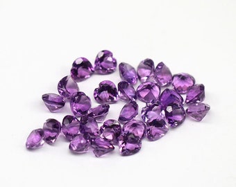Natural African Amethyst Heart Cabochon, Heart Cut Amethyst Gemstone, February Birthstone, Purple Amethyst Loose Stone for Bezel Setting 4mm