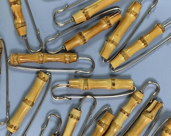 1/20pcs Decorative Bamboo Safety Pins Pin Brooch Shawl pin Nickel Free DIY jewelry making Supply Vintage Safety Pin Decoration For Clothing