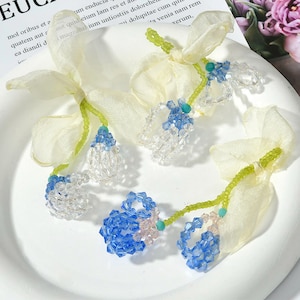 Glaze Flower Bead w/ Ribbon, Colorful Weaving  Bead, Floral Bead, Blooming Bead, Flower Bead, Bracelet Bead, Necklace Bead, Spacer Bead