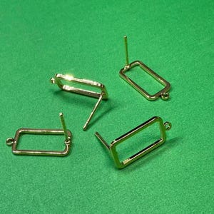 18K Gold Plated Rectangle Earring Settings, Minimalist Earring Studs (17.4x8mm)