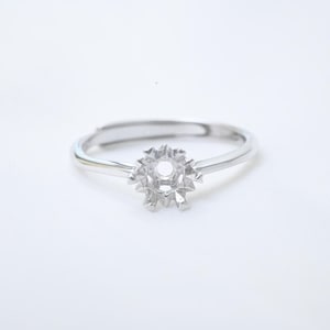 Sterling Silver Snowflake Ring Settings, Round Ring Head, Flush Setting, Solitaire Ring, Adjustable Ring Setting without Stone 5mm 6.5mm 8mm