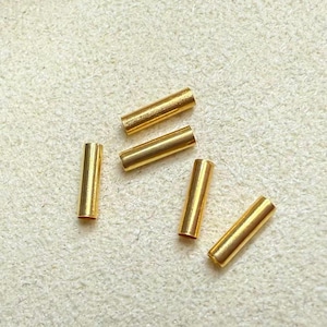 1pc 18K Solid Gold Plain Tube Bead, Solid Gold Cylinder Tube Bead, Straight Cut Bead, Pony Bead, Vintage Gold Bead, Bracelet Spacer