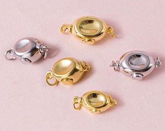 Sterling Silver Ingot Safety Clasp, s925 Silver Oval Pearl Necklace Clasp with one Strand, Push in Clasp,Bean Shaped Jewelry Clasp Connector