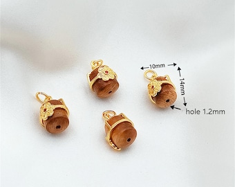 14K Gold Plated Flower Tube Bead, Sandalwood Bead, Square Bead, Round Bead, Ball Bead, Flat Round Zakirim Bead,Hollow Tube Bead for Bracelet