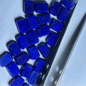 Cabujón octogonal de lapislázuli, piedra suelta facetada, gema de lapislázuli talla esmeralda para la fabricación de joyas de 8 x 10 mm, base plana octogonal