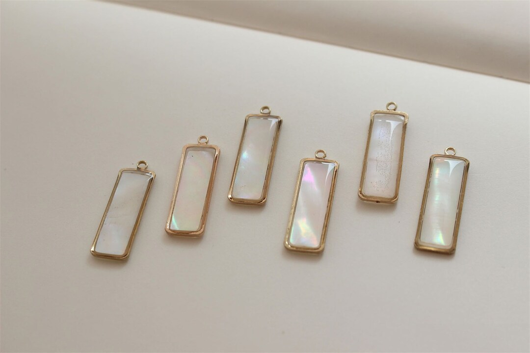 Gold Plated Shell Rectangle Charm, Gold Tone Shell Pendant, Cuboid ...