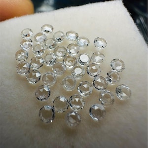 Naturvit safir rund cabochon, mars födelsesten, rund briljantslipad lös sten, fasetterad safir ädelsten för smyckestillverkning 2,5 mm